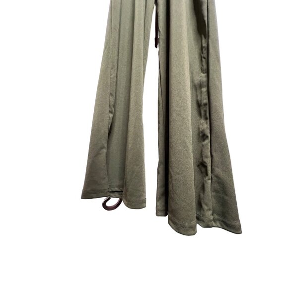 Green jumpsuit SMALL sleeveless  pockets wide legs stretch Comfortable - Picture 5 of 11